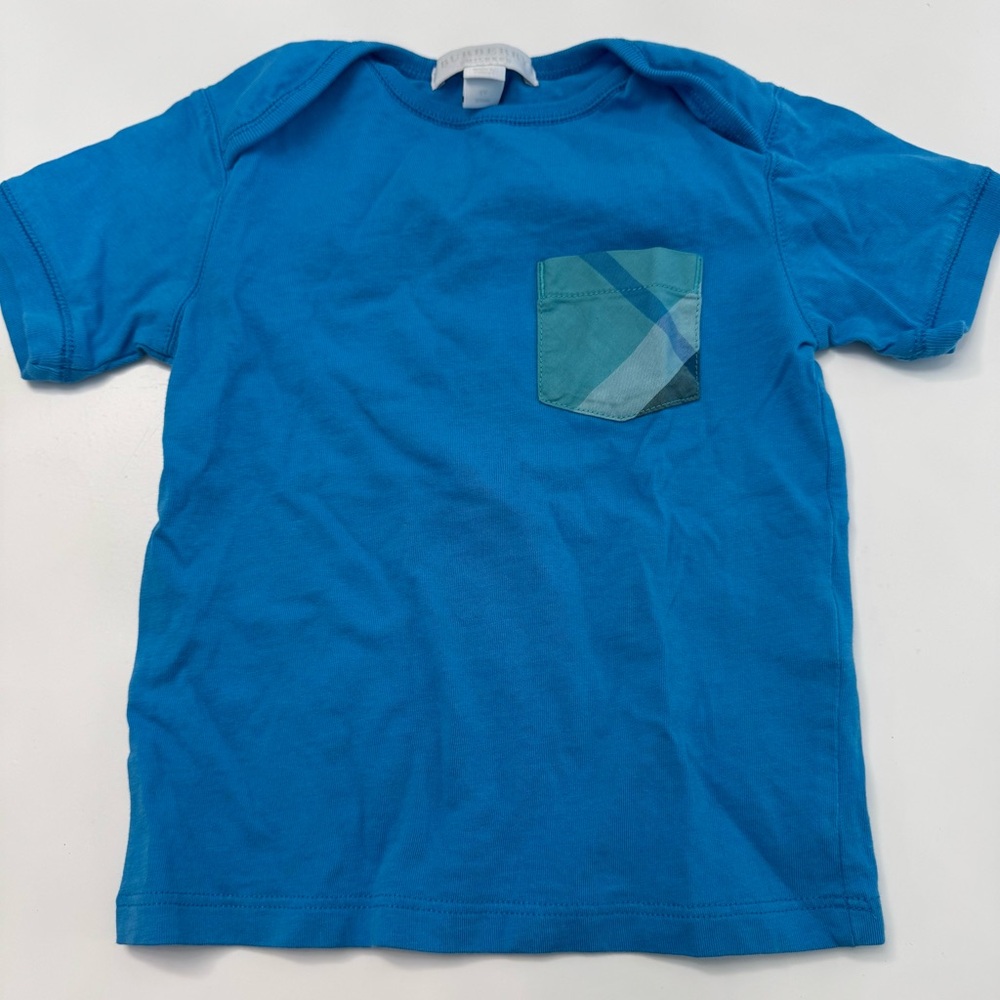 Burberry Blue Kids T-Shirt with Patterned Pocket